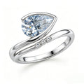 Silver Pear-Cut Diagonal Bezel Asymmetric Ring