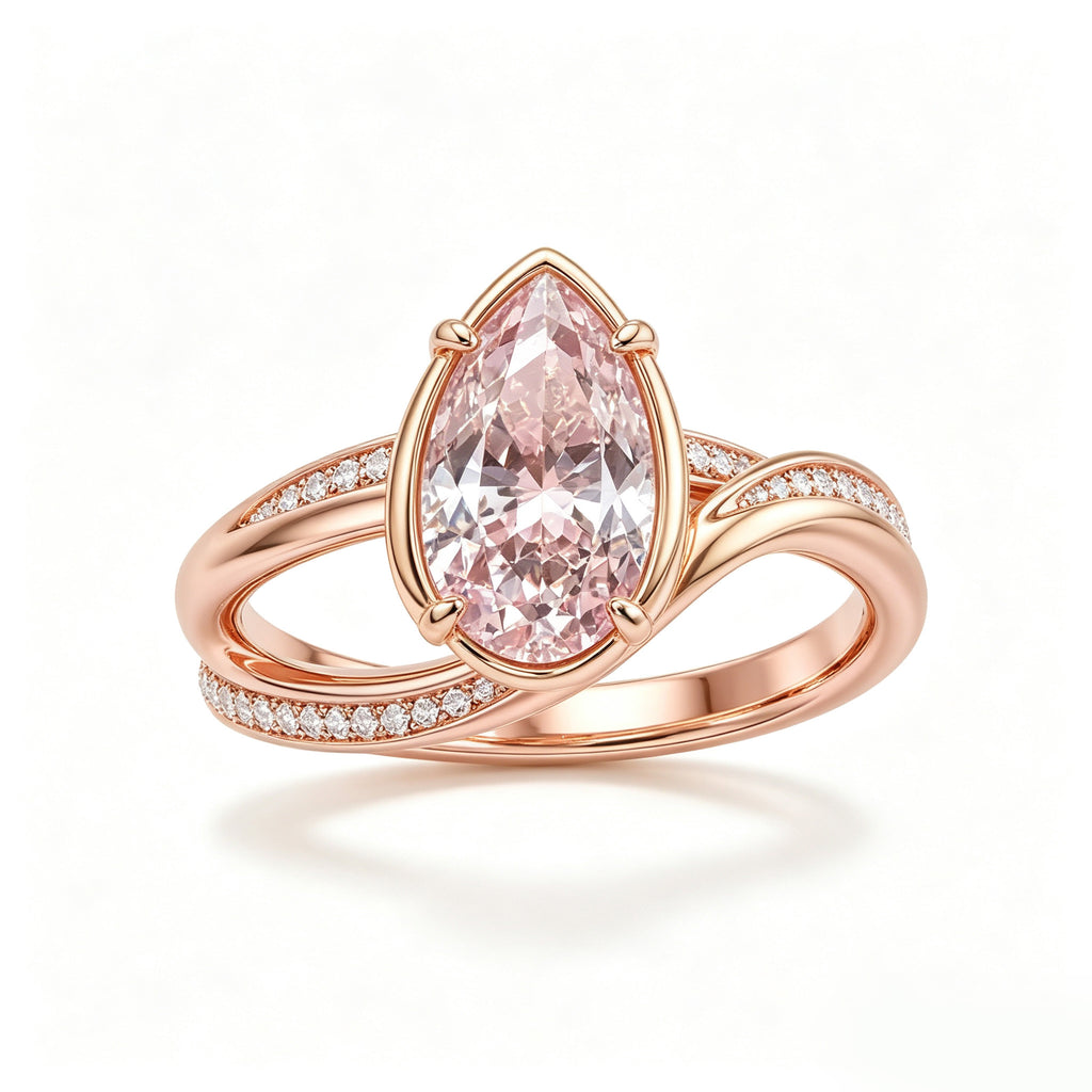 Rose Gold Pear-Cut Solitaire Bypass Ring