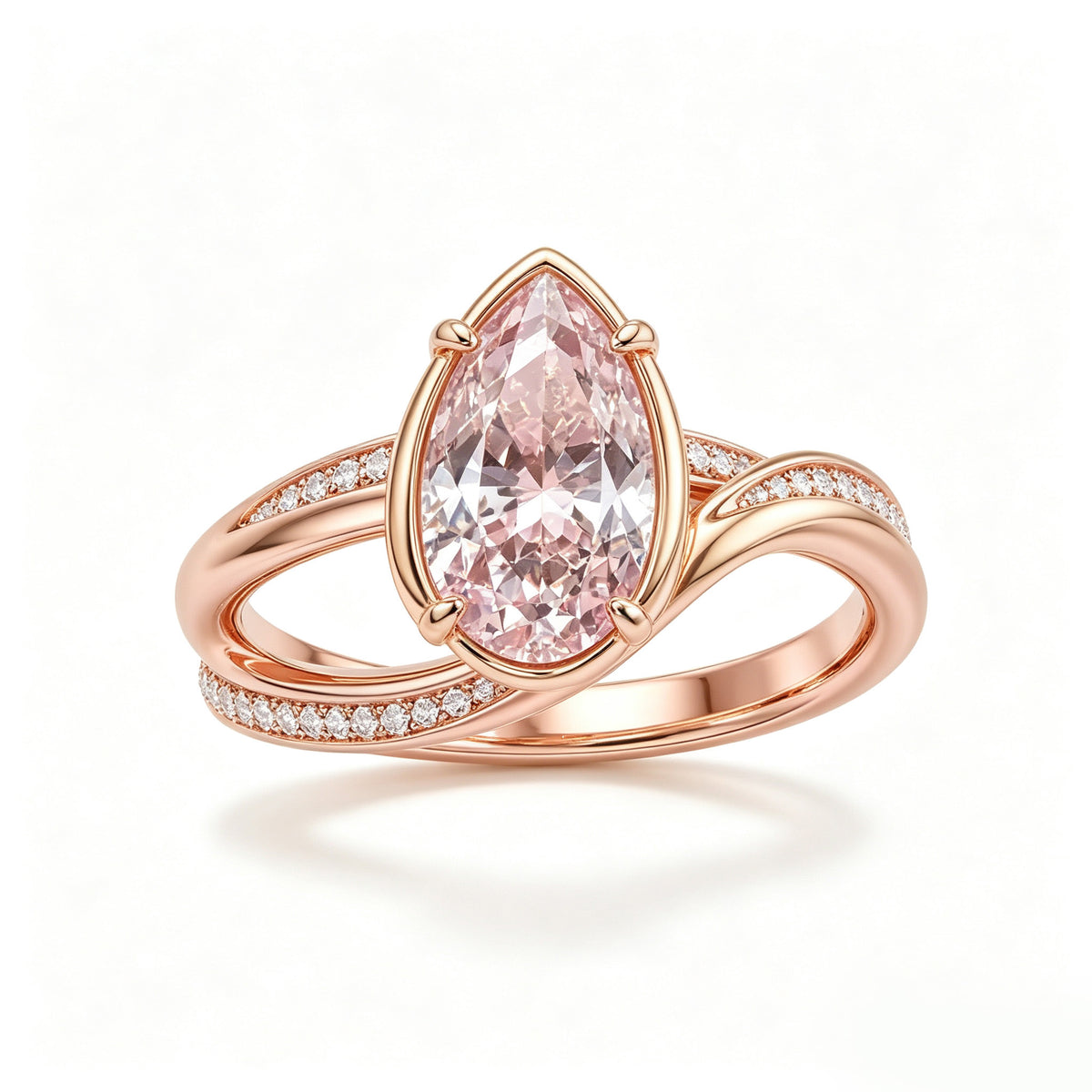Rose Gold Pear-Cut Solitaire Bypass Ring