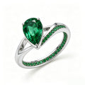 Silver Pear-Cut Emerald Channel-Set Ring