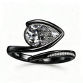 Black Rhodium Pear-Cut Asymmetric Wrap Ring