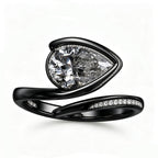 Black Rhodium Pear-Cut Asymmetric Wrap Ring