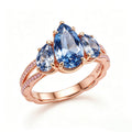 Rose Gold Triple Pear-Cut Blue Sapphire Split-Shank Ring