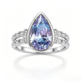Silver Pear-Cut Alexandrite Art Deco Double-Band Ring