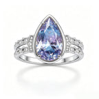 Silver Pear-Cut Alexandrite Art Deco Double-Band Ring