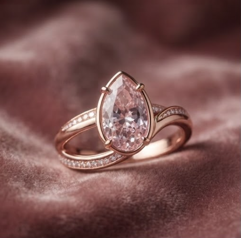 Rose Gold Pear-Cut Solitaire Bypass Ring