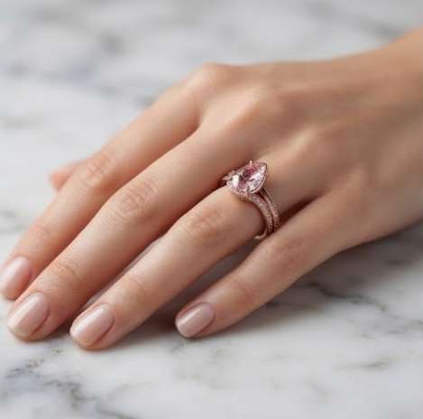 Rose Gold Pear-Cut Solitaire Bypass Ring