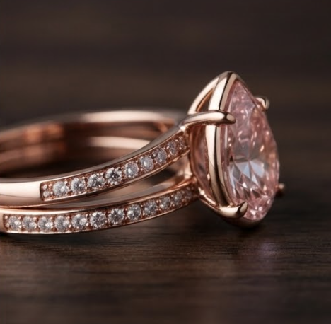 Rose Gold Pear-Cut Solitaire Bypass Ring