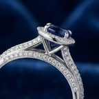 Silver Pear-Cut Sapphire Halo Split-Shank Ring