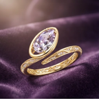 Gold Pear-Cut Kunzite Filigree Wrap Ring