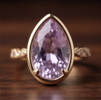 Gold Pear-Cut Kunzite Filigree Wrap Ring