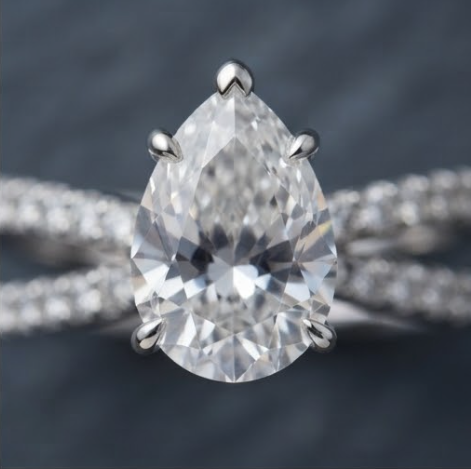 Silver Pear-Cut Diamond Multi-Swirl Ring