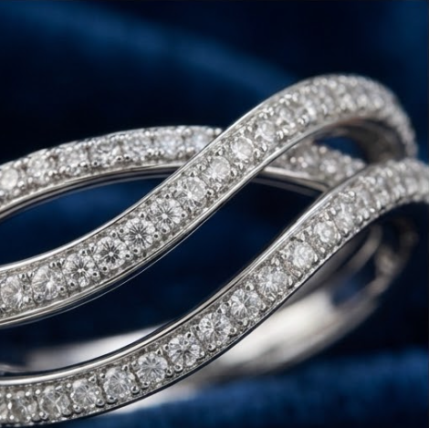 Silver Pear-Cut Diamond Multi-Swirl Ring