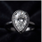 Black Rhodium Pear-Cut Asymmetric Wrap Ring