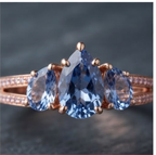 Rose Gold Triple Pear-Cut Blue Sapphire Split-Shank Ring