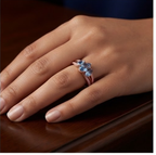 Rose Gold Triple Pear-Cut Blue Sapphire Split-Shank Ring