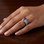 Silver Pear-Cut Alexandrite Art Deco Double-Band Ring