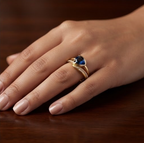 Gold Pear-Cut Blue Sapphire Crossover Ring